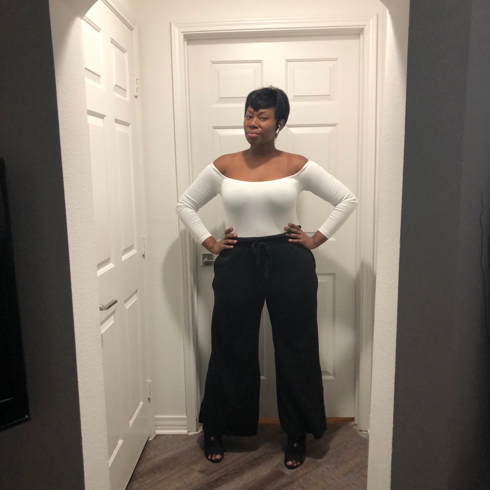 Off the Shoulder Black Jumpsuit with Pockets